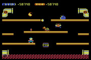 Mario Bros. for Atari 8-bit - Try to stop Slipice before it freezes a platform.