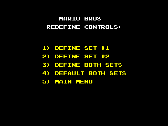 Mario Bros. ZX Spectrum Screenshot: The game allows controls to be redefined.