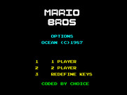 Mario Bros. for ZX Spectrum - The main menu.