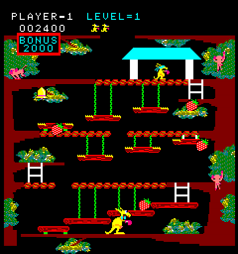 Kangaroo Arcade Screenshot: Start of level 2.