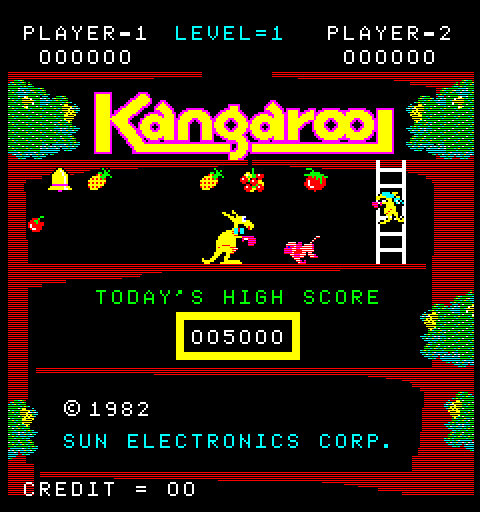 Kangaroo Arcade Screenshot: Title screen.