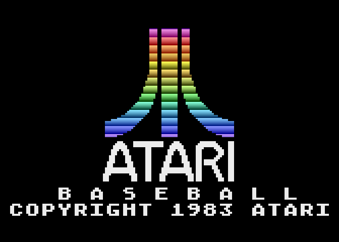 RealSports Baseball Atari 5200 Screenshot: Atari logo and game title.