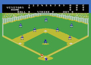 RealSports Baseball for Atari 5200 - Blue team takes the field, ready to pitch...