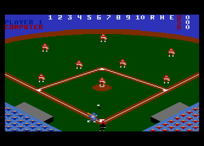 RealSports Baseball Atari 7800 Screenshot: And here's the pitch...