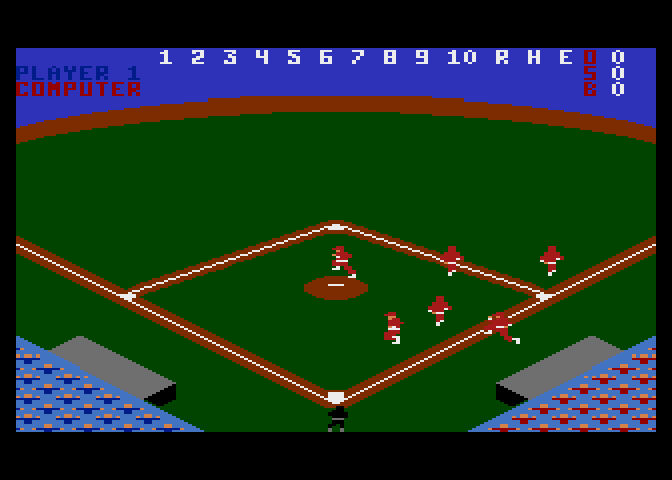 RealSports Baseball Atari 7800 Screenshot: Players take the field...