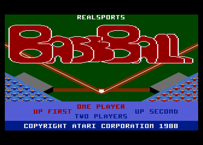 RealSports Baseball Atari 7800 Screenshot: Title screen.