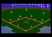 RealSports Baseball for Atari 7800 - The red team (played by the computer) is about to earn their first run...
