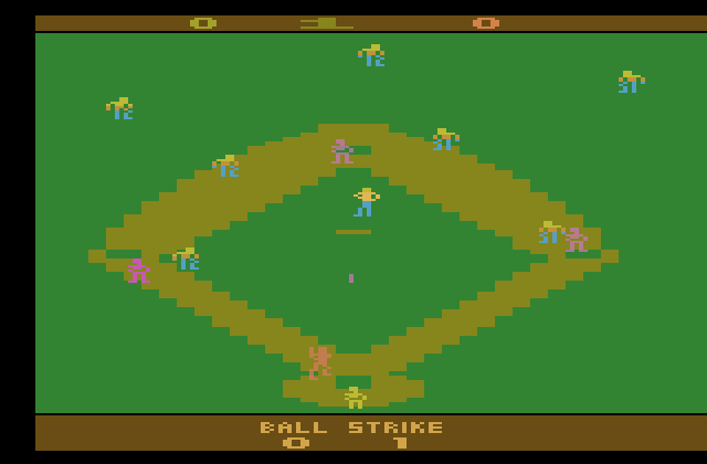 RealSports Baseball Atari 2600 Screenshot: And here's the pitch!