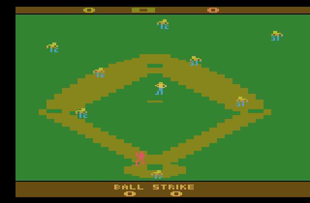 RealSports Baseball Atari 2600 Screenshot: The game begins.