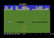 Kaboom! for Atari 5200 - Starting screen; the game title and credits scroll along the bottom.