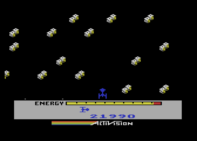 MegaMania Atari 5200 Screenshot: The dreaded space dice appear in large numbers...