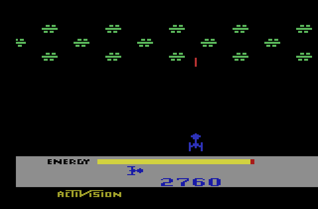 MegaMania Atari 2600 Screenshot: The next wave of attackers appears...