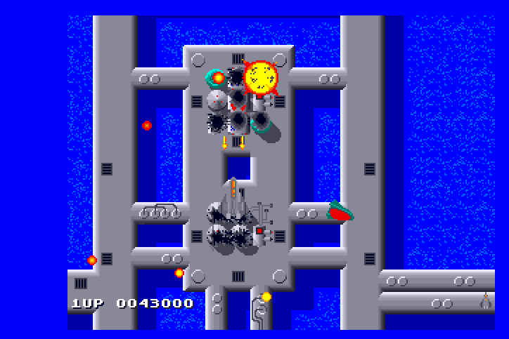 SideWinder Arcade Screenshot: Attacks from all directions!