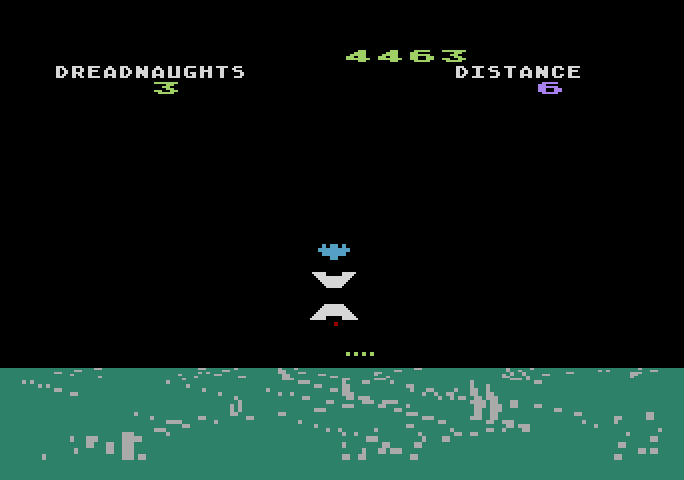 Dreadnaught Factor, The Atari 5200 Screenshot: Careful, this dreadnaught is almost in range to destroy the Earth...