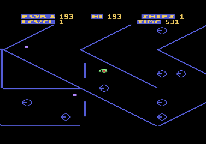 Zone Ranger Atari 5200 Screenshot: Don't crash into moving barriers.