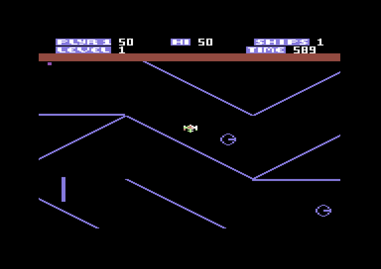 Zone Ranger Commodore 64 Screenshot: Attempting to navigate a narrow passage...