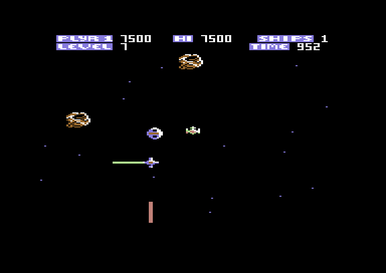 Zone Ranger Commodore 64 Screenshot: Don't crash into the asteroids!