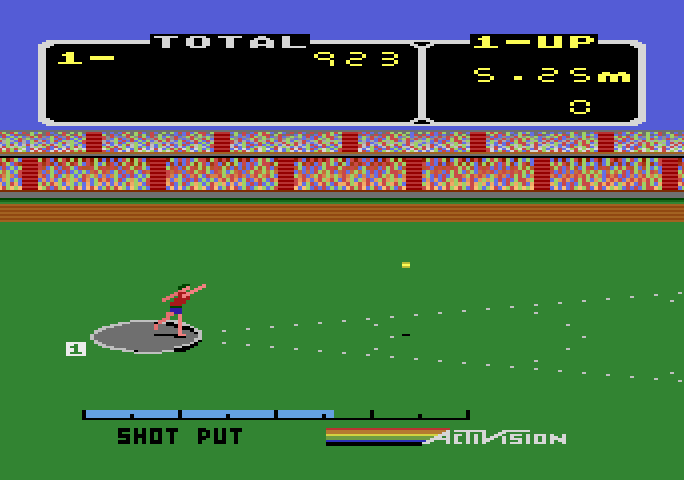 Activision Decathlon, The Atari 5200 Screenshot: Throwing the shot put...