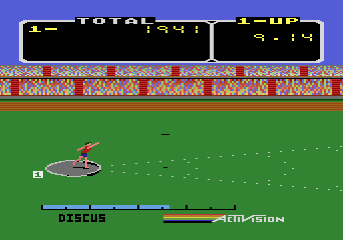 Activision Decathlon, The Atari 5200 Screenshot: Throwing the discus...