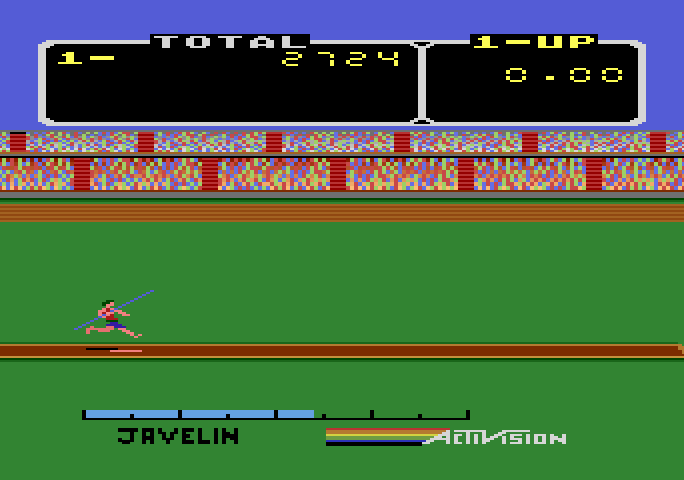Activision Decathlon, The Atari 5200 Screenshot: Javelin start...