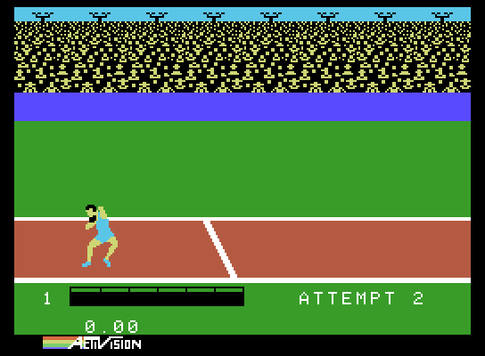 Activision Decathlon, The ColecoVision Screenshot: Shot put, attempt 2...