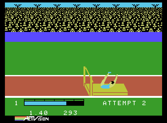 Activision Decathlon, The ColecoVision Screenshot: High jump, attempt 2...