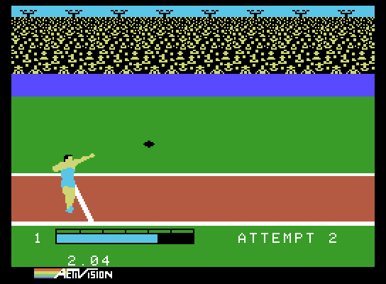 Activision Decathlon, The ColecoVision Screenshot: Discus attempt 2...