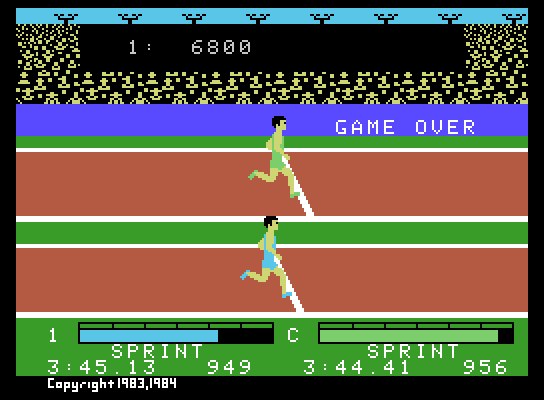Activision Decathlon, The ColecoVision Screenshot: Game over.