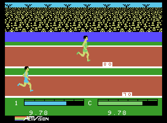 Activision Decathlon, The ColecoVision Screenshot: Running another race...