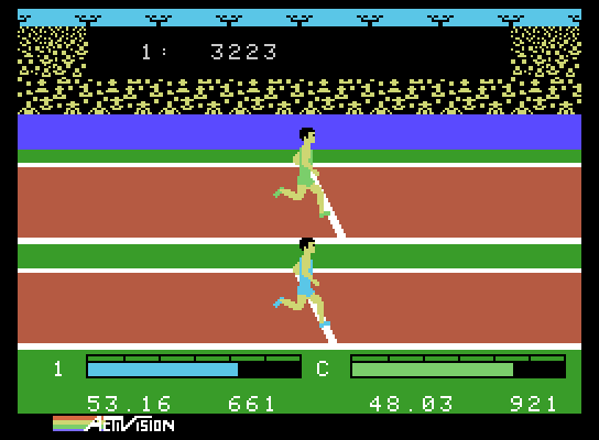 Activision Decathlon, The ColecoVision Screenshot: Race results...