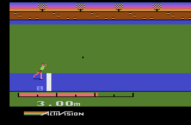 Activision Decathlon, The Atari 2600 Screenshot: Throwing the shot put.
