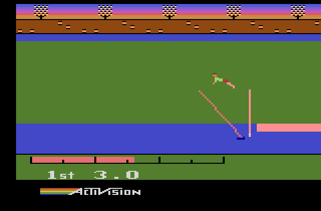 Activision Decathlon, The Atari 2600 Screenshot: Doesn't look like I'll make the jump!
