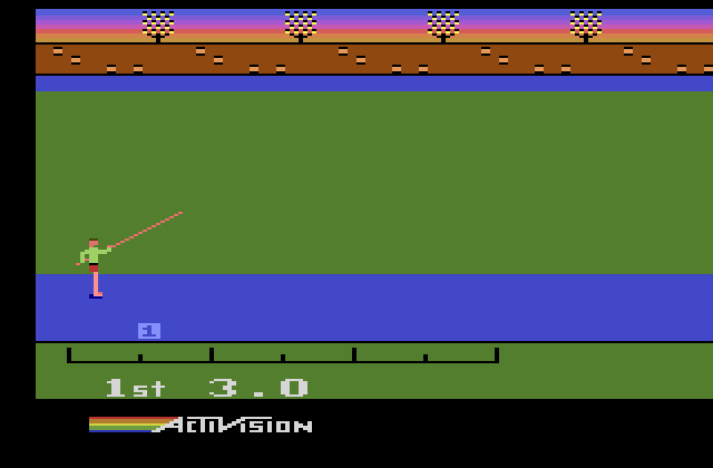 Activision Decathlon, The Atari 2600 Screenshot: Start of the pole vault.