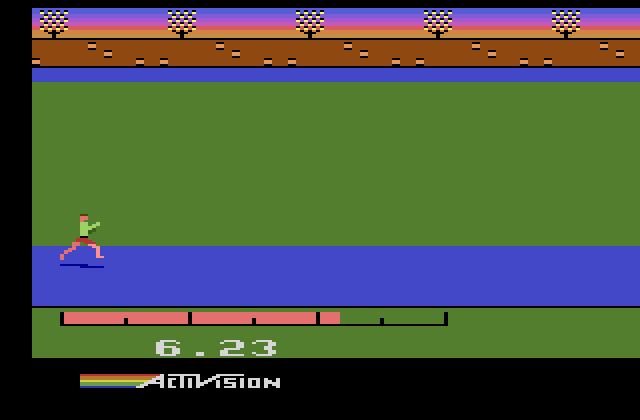 Activision Decathlon, The Atari 2600 Screenshot: Running towards the finish line...