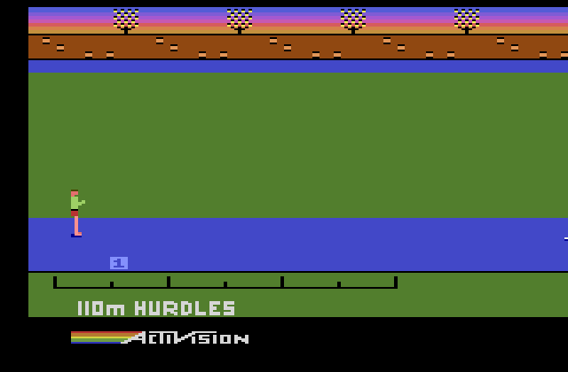 Activision Decathlon, The Atari 2600 Screenshot: Beginning the 110m hurdles...