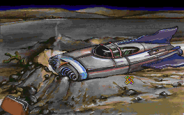 Leather Goddesses of Phobos! 2: Gas Pump Girls Meet the Pulsating Inconvenience from Planet X IBM PC/Compatibles Screenshot: A spaceship! But will it fly?