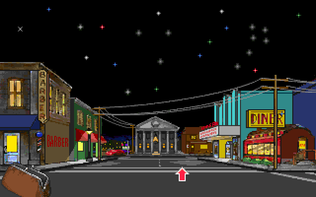 Leather Goddesses of Phobos! 2: Gas Pump Girls Meet the Pulsating Inconvenience from Planet X IBM PC/Compatibles Screenshot: Exploring downtown...