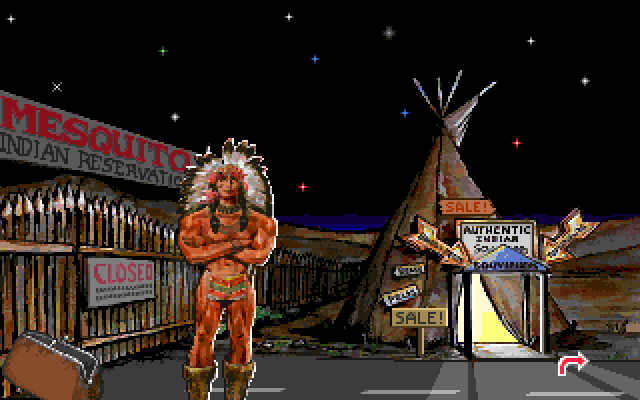Leather Goddesses of Phobos! 2: Gas Pump Girls Meet the Pulsating Inconvenience from Planet X IBM PC/Compatibles Screenshot: A tribesman...can he be of any help?