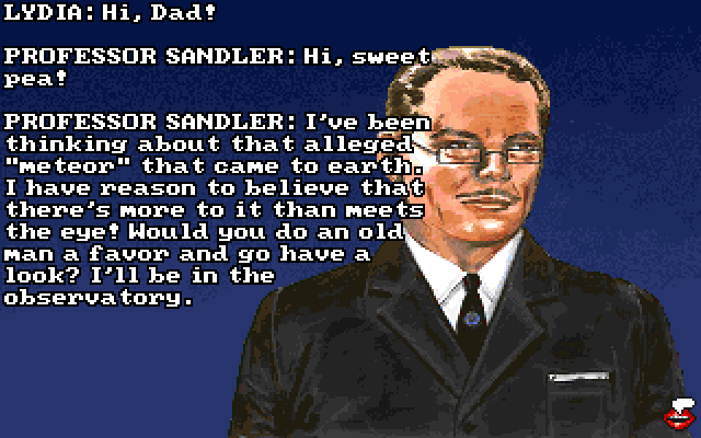 Leather Goddesses of Phobos! 2: Gas Pump Girls Meet the Pulsating Inconvenience from Planet X IBM PC/Compatibles Screenshot: Starting the game as Lydia.