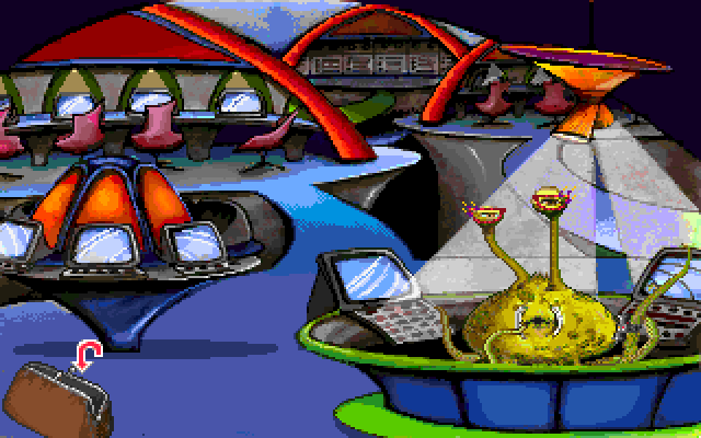 Leather Goddesses of Phobos! 2: Gas Pump Girls Meet the Pulsating Inconvenience from Planet X IBM PC/Compatibles Screenshot: Breaking into some computers...