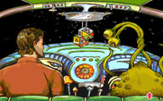 Leather Goddesses of Phobos! 2: Gas Pump Girls Meet the Pulsating Inconvenience from Planet X for IBM PC/Compatibles - Flying through space...