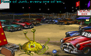 Leather Goddesses of Phobos! 2: Gas Pump Girls Meet the Pulsating Inconvenience from Planet X for IBM PC/Compatibles - Meeting a strange fellow here at the junk yard.