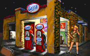 Leather Goddesses of Phobos! 2: Gas Pump Girls Meet the Pulsating Inconvenience from Planet X for IBM PC/Compatibles - At the gas station...