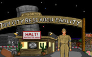 Leather Goddesses of Phobos! 2: Gas Pump Girls Meet the Pulsating Inconvenience from Planet X for IBM PC/Compatibles - Halt! Hmm, I can't get into the secret army base this way...