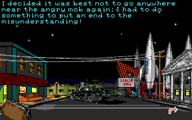 Leather Goddesses of Phobos! 2: Gas Pump Girls Meet the Pulsating Inconvenience from Planet X IBM PC/Compatibles Screenshot: There was another angry mob...
