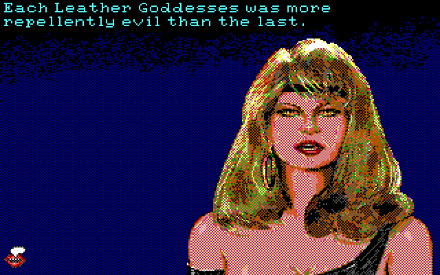Leather Goddesses of Phobos! 2: Gas Pump Girls Meet the Pulsating Inconvenience from Planet X IBM PC/Compatibles Screenshot: Each character is more evil than the last...
