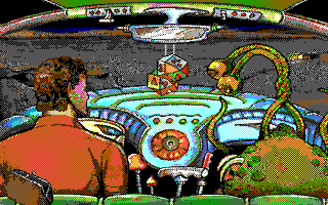 Leather Goddesses of Phobos! 2: Gas Pump Girls Meet the Pulsating Inconvenience from Planet X IBM PC/Compatibles Screenshot: Hmm, can I fly this thing?