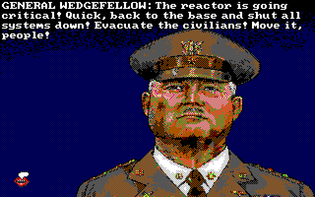 Leather Goddesses of Phobos! 2: Gas Pump Girls Meet the Pulsating Inconvenience from Planet X IBM PC/Compatibles Screenshot: Uh oh, problem with the reactor!