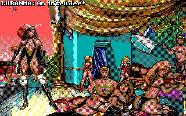 Leather Goddesses of Phobos! 2: Gas Pump Girls Meet the Pulsating Inconvenience from Planet X IBM PC/Compatibles Screenshot: Alert! I'm an intruder!