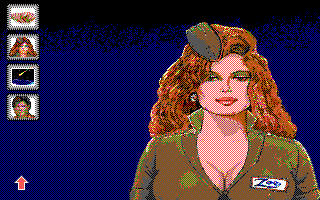 Leather Goddesses of Phobos! 2: Gas Pump Girls Meet the Pulsating Inconvenience from Planet X IBM PC/Compatibles Screenshot: Choose an icon to guide the conversation.